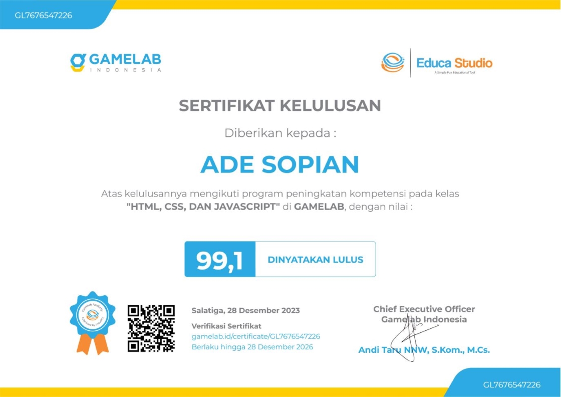 GAMELAB - HTML, CSS, dan JavaScript